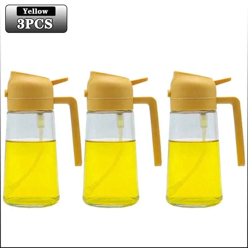 2in1 500ml Glass Spray Oil Sprayer Bottle Spray Oil Dispenser Oil Jar Cruet BBQ Kitchen Baking Roasting Picnic Kitchen Tool - NTKSTORE