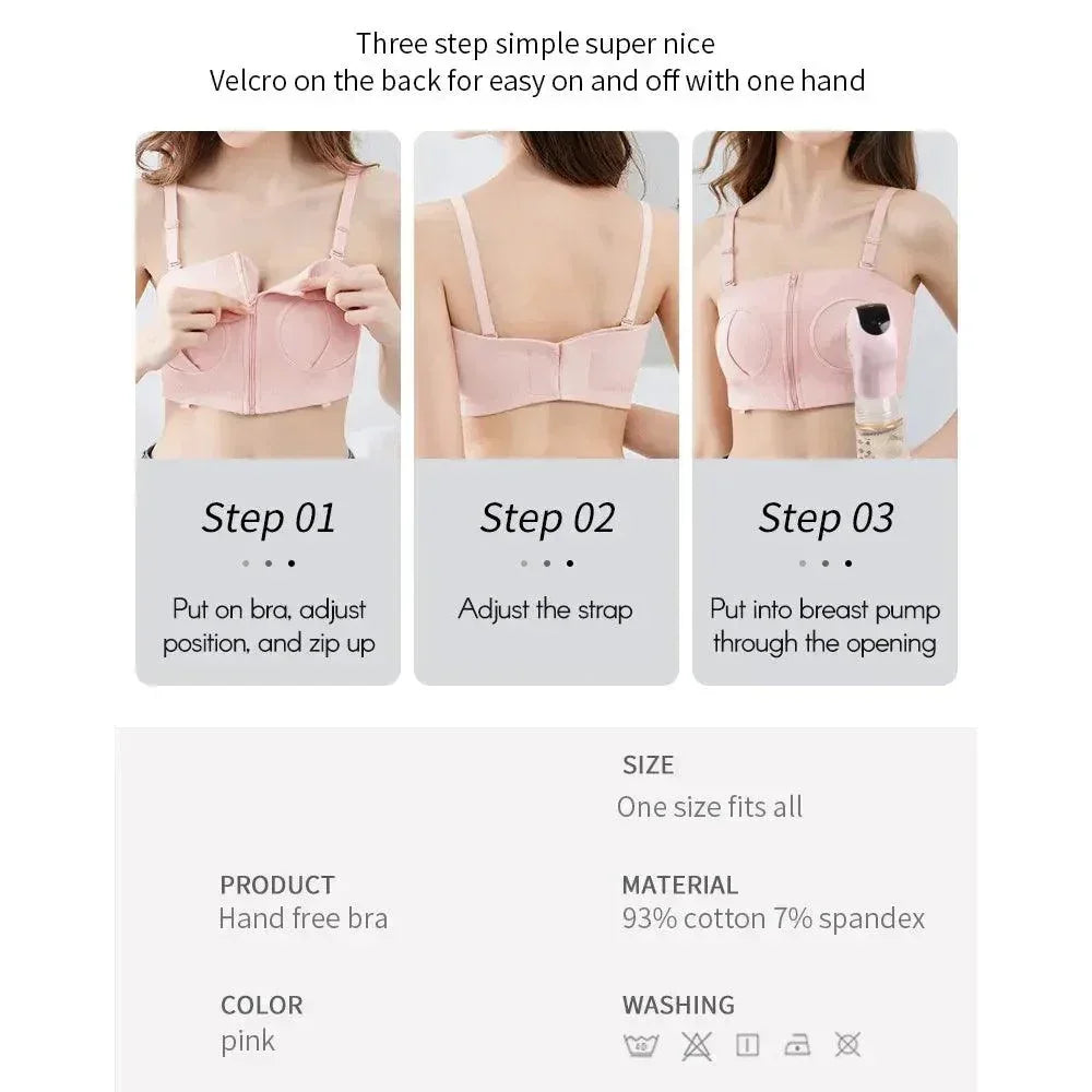 Maternity Bra Hands Free Pumping Bra Adjustable Cotton Breast Pump Bra No Steel Ring Nursing Bra for Breast Pump - NTKSTORE