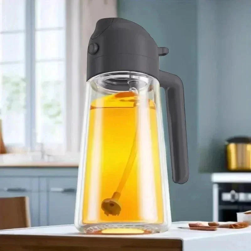2in1 500ml Glass Spray Oil Sprayer Bottle Spray Oil Dispenser Oil Jar Cruet BBQ Kitchen Baking Roasting Picnic Kitchen Tool - NTKSTORE
