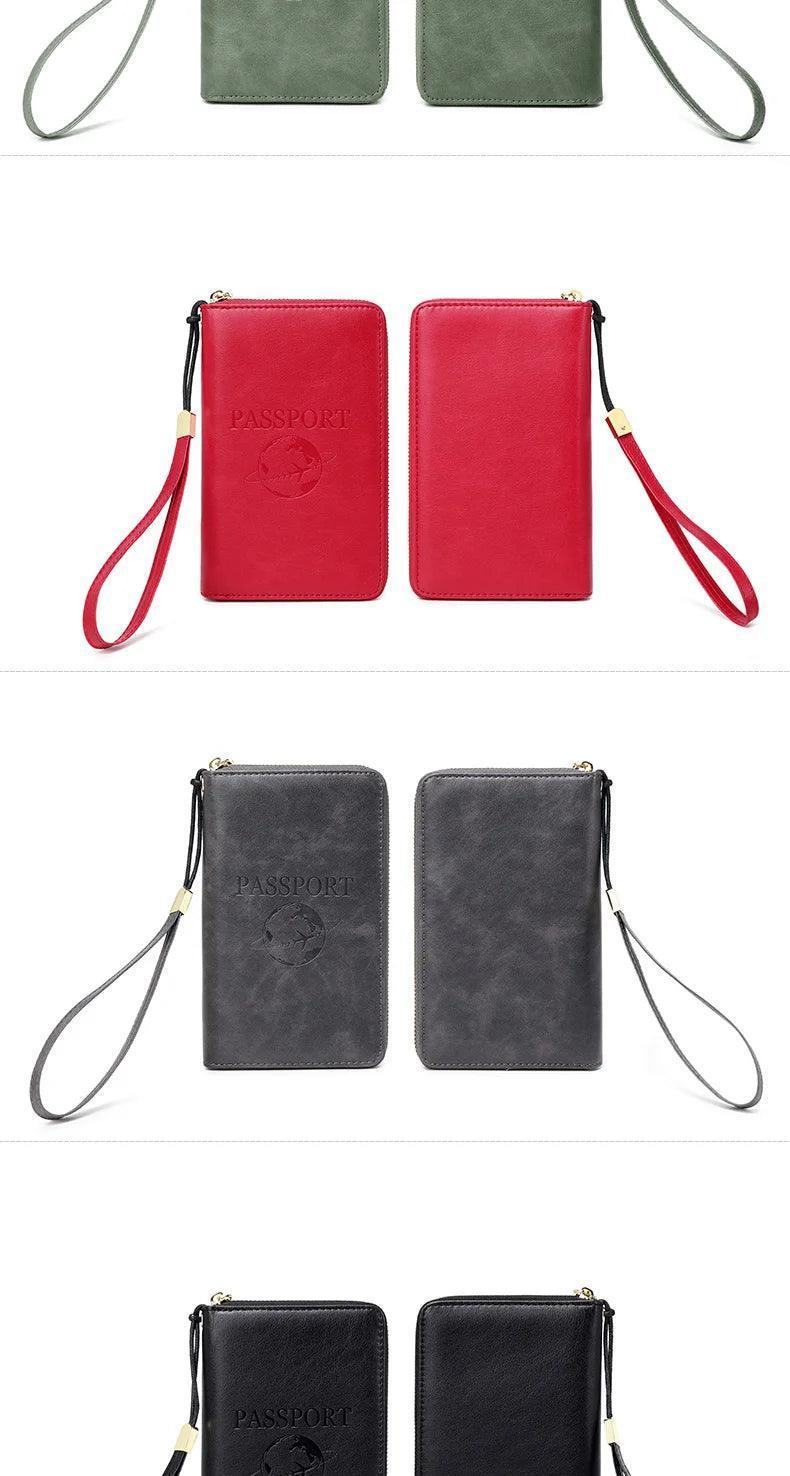 Fashionable and Portable RFID Travel Passport CasePULeather Multi functional Credit Card Passport Bag Neutral Travel Accessories - NTKSTORE