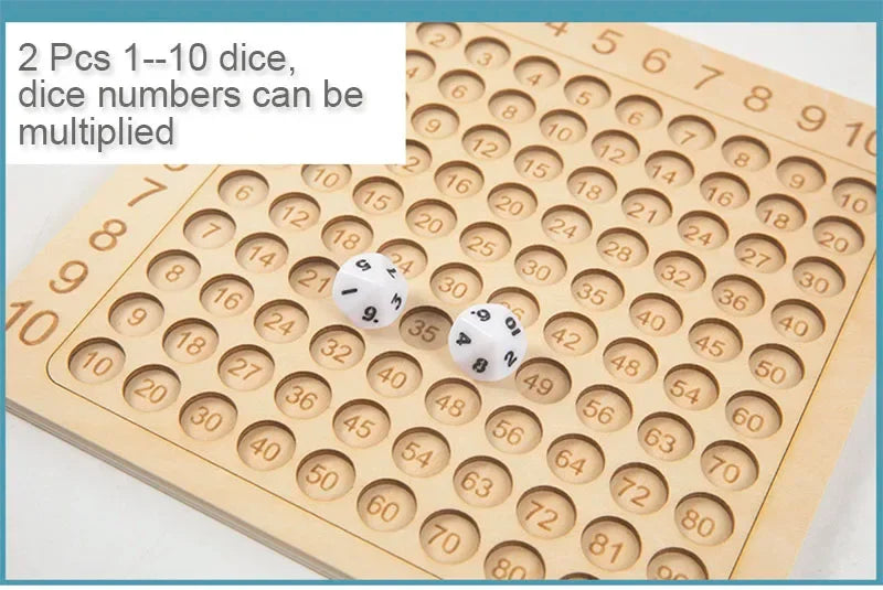 99 Multiplication Board Game Wooden Montessori Learning Educational Toys With Flash Cards Counting Teaching Aids