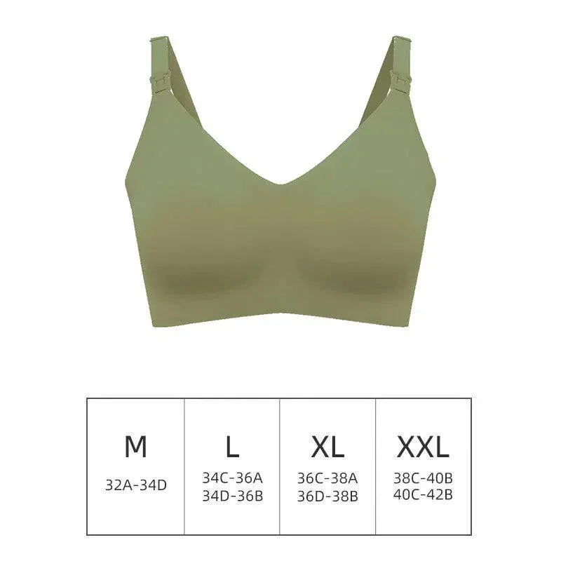 Ultra Thin Laser Cutting Ladies Feeding Bra Seamless Removable Padded Breastfeeding Bras Plus Size Push Up Maternity Support Bra - NTKSTORE