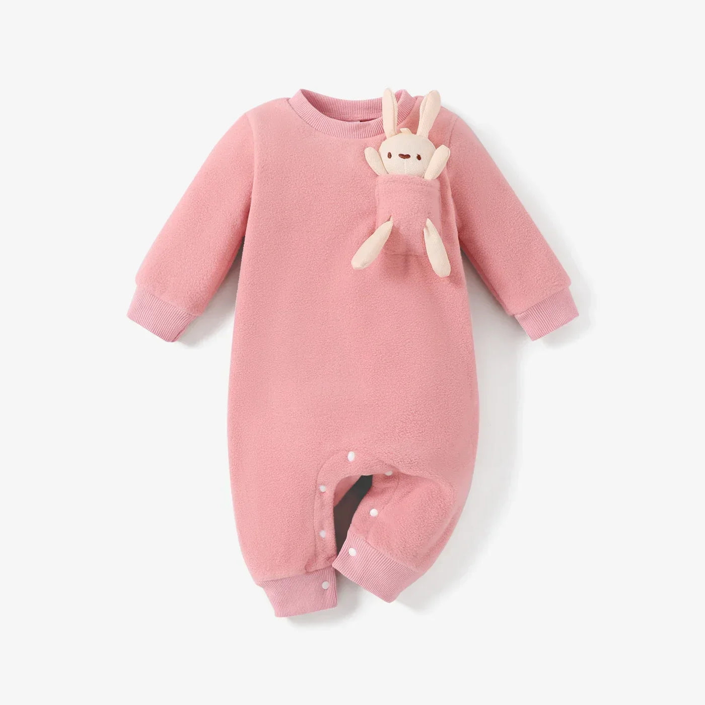 PatPat Baby Girl/Boy Hyper-Tactile 3D Rabbit Pattern Long Sleeve Jumpsuit Soft and Comfortable Perfect for Outings - NTKSTORE