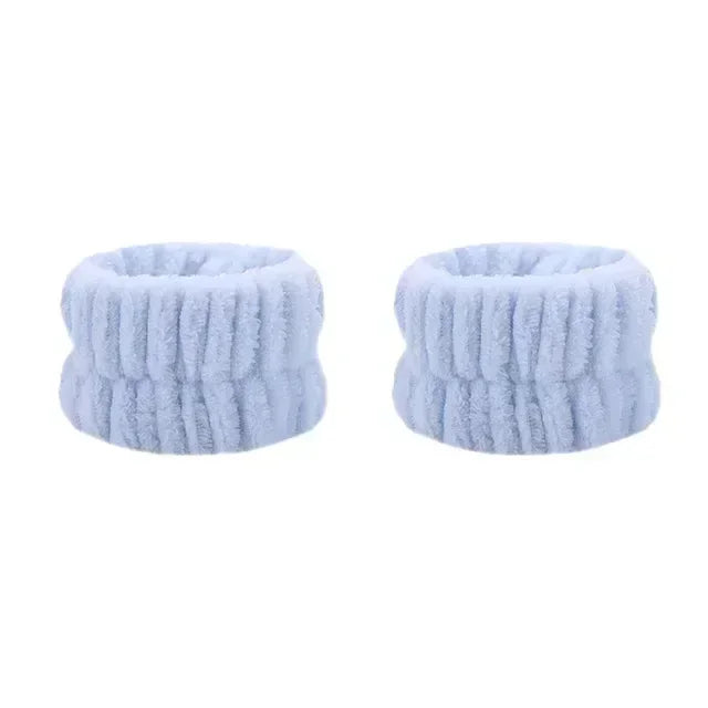 2Pcs Wristband for Yoga Washing Face Soft Flannel Wrist Strap Reusable Makeup Towel Wrist Velvet Towel Girls Elastic Face Wash - NTKSTORE