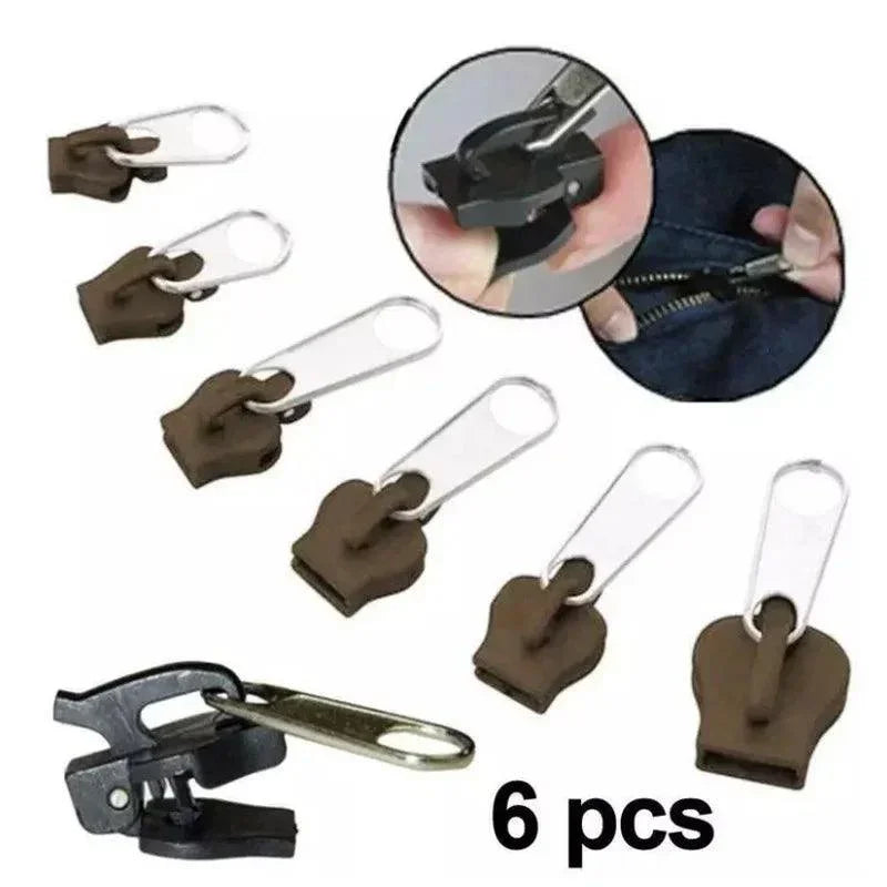 6pcs Instant Zipper Universal Instant Fix Repair Kit Replacement Zip Slider Teeth Multifunctional Clothing Replacement Zipper - NTKSTORE