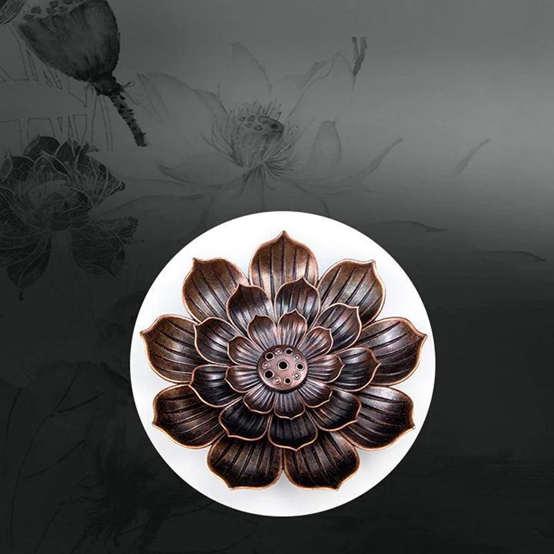 New 1PC Alloy Incense Burner Stick Holder Plate Buddhism Lotus Censer Bronze Nasturtium Incense Burner - NTKSTORE