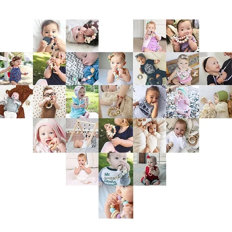 Silicone Teether BPA Free Hand Shape Teething Toy Baby Touch Sensory Teether Wooden Teether Ring Sensory Toy Gift For Newbaby - NTKSTORE