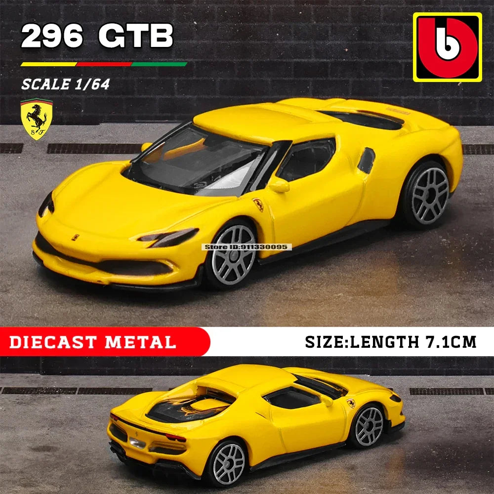 Bburago 1:64 Ferrari series 296 GTB 458 488 F12 ROMA F40 alloy luxury car die-casting car model toy collection gift