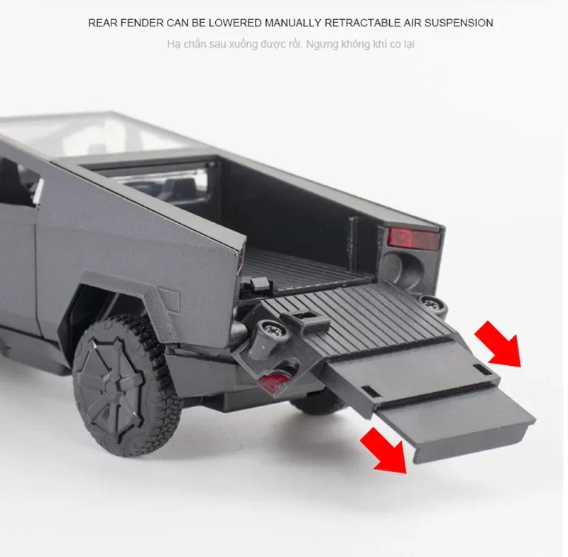 1:32 Tesla Cybertruck Pickup Alloy Car Model Diecast Toy Vehicle Sound And Light Simitation For Children Christmas Gift Boy Toys