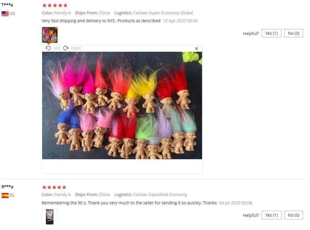 5Pcs/lot Funny Trolls Dolls Anime Action Figure Colorful Hair Family Members Models Kids Toys for Children Gift Nostalgic Adult - NTKSTORE