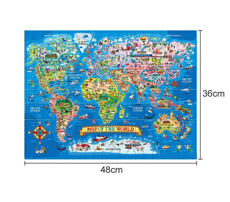 World Map Puzzle for Kids Gifts - 200 Piece - Learning Aid & Educational Games Toy for Kids Age 4 and Above - NTKSTORE