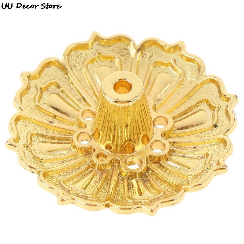 New 1PC Alloy Incense Burner Stick Holder Plate Buddhism Lotus Censer Bronze Nasturtium Incense Burner - NTKSTORE