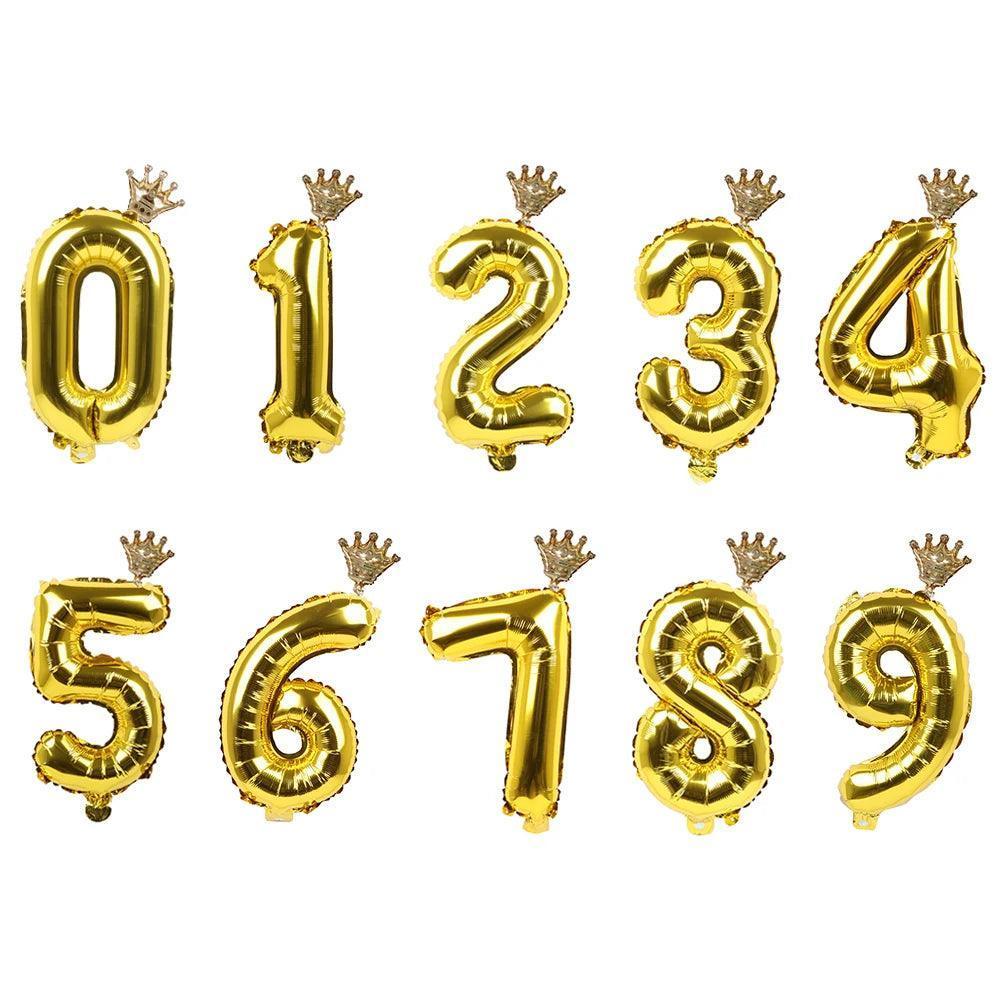 2pcs 32inch Rainbow Number Foil Balloons with Crown for Kids Boy Girl 1st Birthday Party Decorations Rose Gold Figures Globos - NTKSTORE