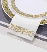 700 Count Gold Dinnerware Set- Disposable Gold Dinnerware Set for Halloween, Christmas, Thanksgiving tableware set - NTKSTORE