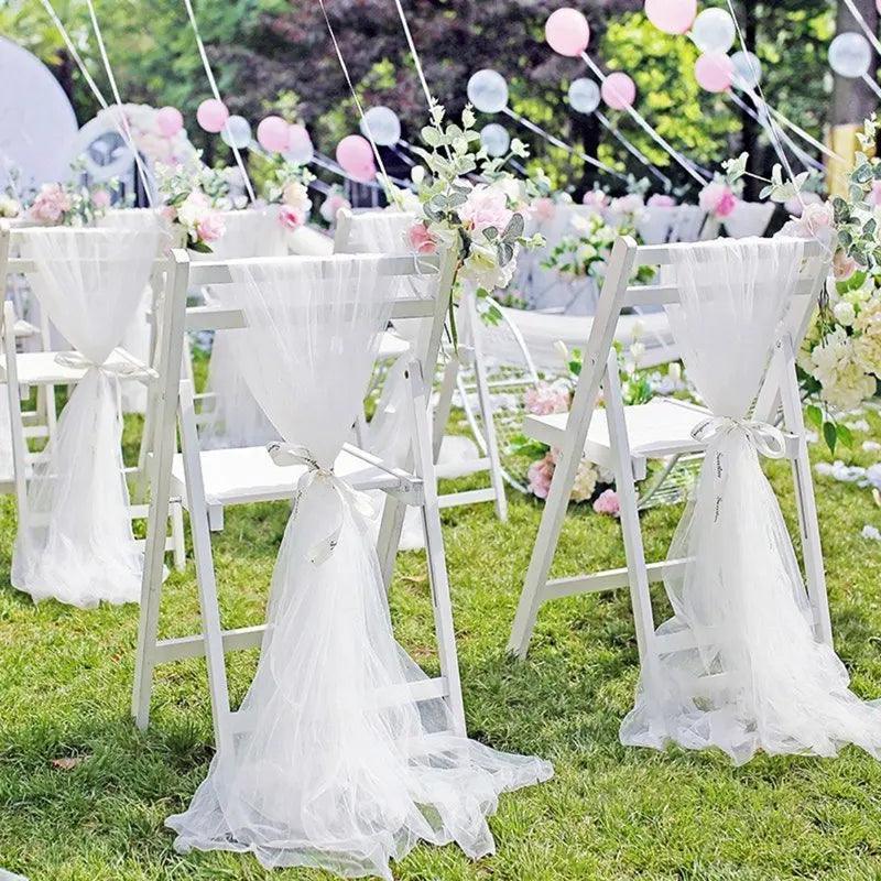 5/10M Sheer Crystal Wedding Tulle Roll Organza Fabric For Wedding Birthday Party Backdrop Decor DIY Wedding Organza Chair Sashes - NTKSTORE