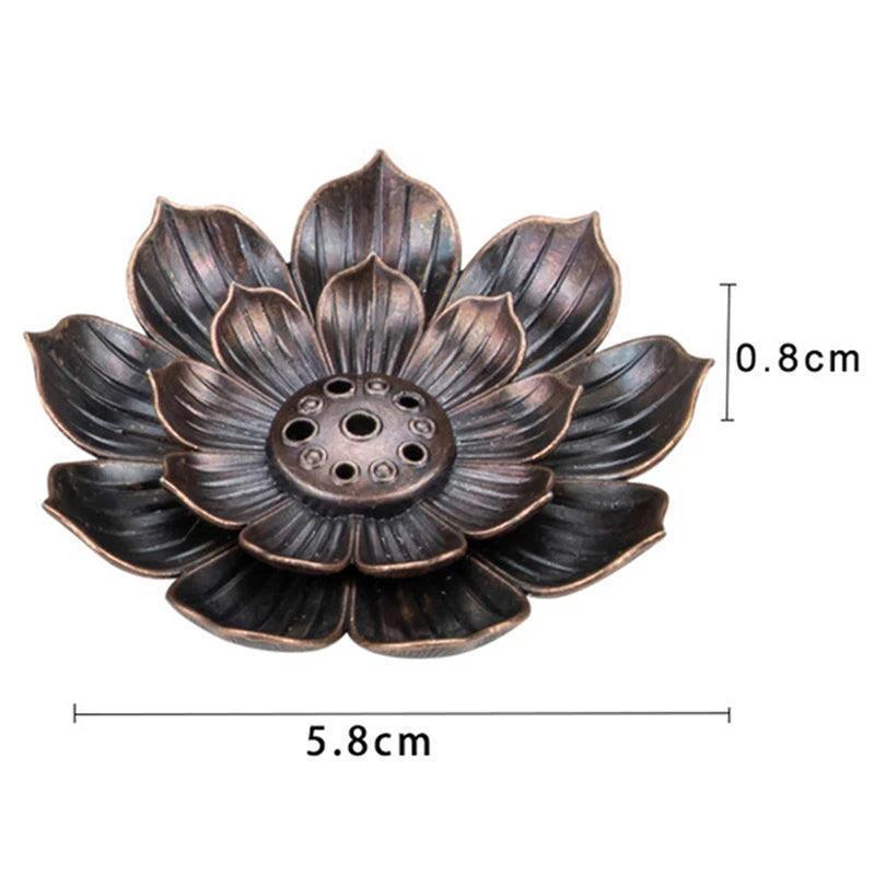 New 1PC Alloy Incense Burner Stick Holder Plate Buddhism Lotus Censer Bronze Nasturtium Incense Burner - NTKSTORE