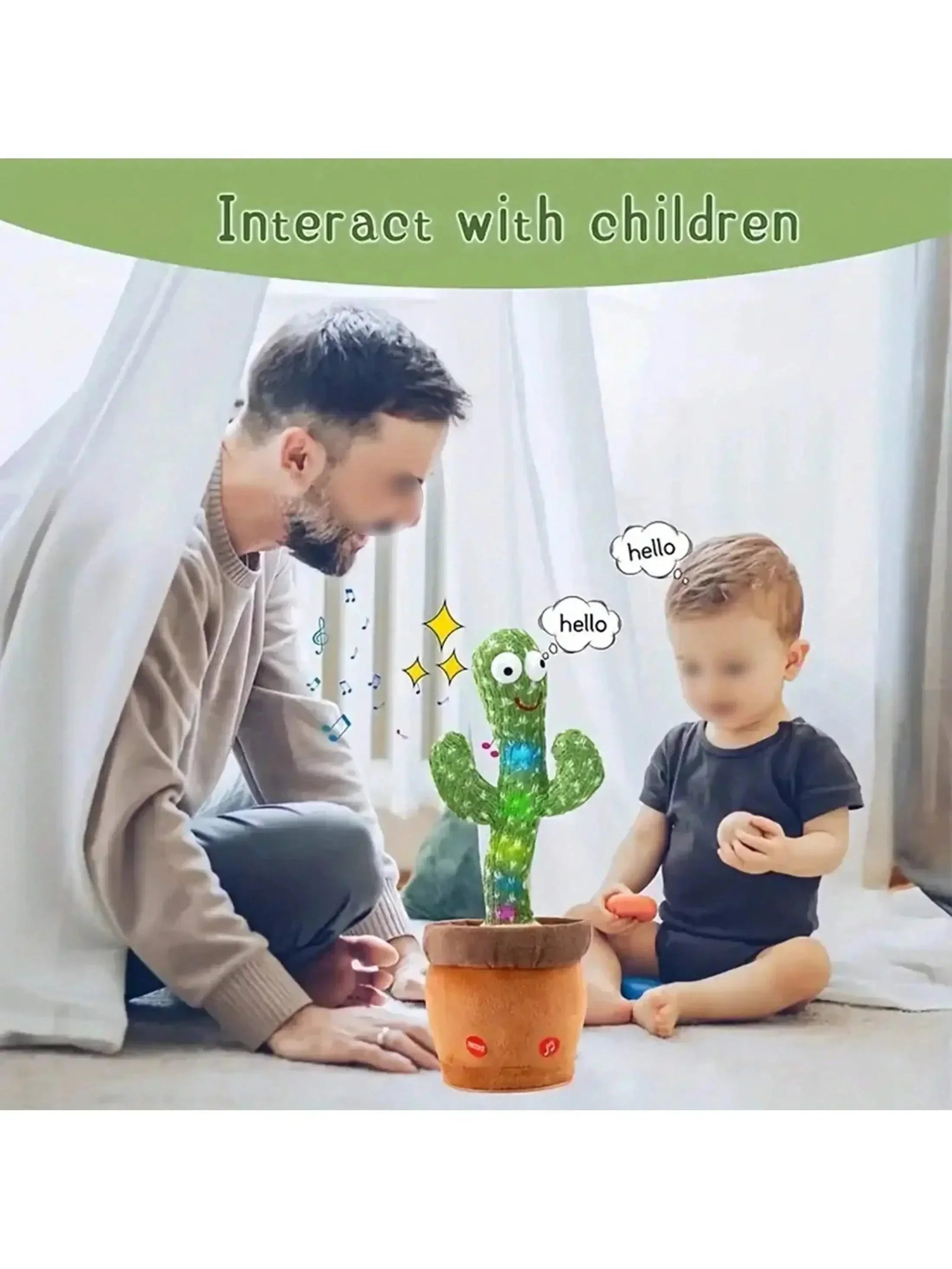 1pc-Dancing Talking Cactus Toys For Baby Boys And Girls, Singing Mimicking Recording Repeating What You Say Sunny Cactus Up Plus - NTKSTORE