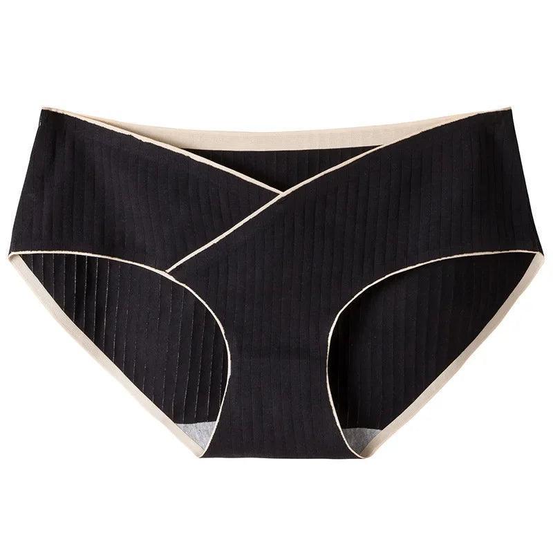 Stripe Jacquard Cotton Low Waist Belly Maternity Panties Plus Size Seamless Underwear for Pregnant Women Ladies Pregnancy Briefs - NTKSTORE
