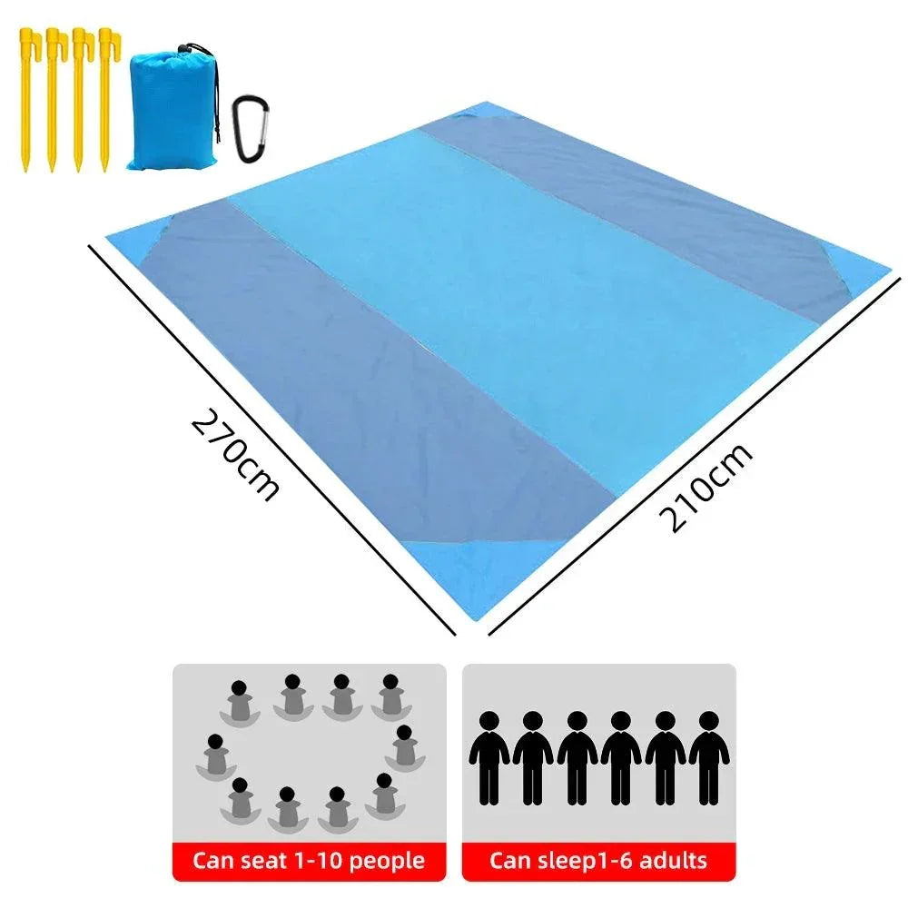 Waterproof Beach Mat Extra Large Outdoor Camping Mat Blanket Folding Sand Free Pocket Mattress Portable Lightweight Picnic Mat - NTKSTORE