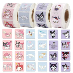 MINISO 500Pcs/Roll Sanrio Stickers Hello Kitty Melody Kuromi Cinnamoroll Luggage Graffiti Decals Kid Toy Decoration Sticker - NTKSTORE