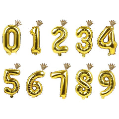 2pcs 32inch Rainbow Number Foil Balloons with Crown for Kids Boy Girl 1st Birthday Party Decorations Rose Gold Figures Globos - NTKSTORE