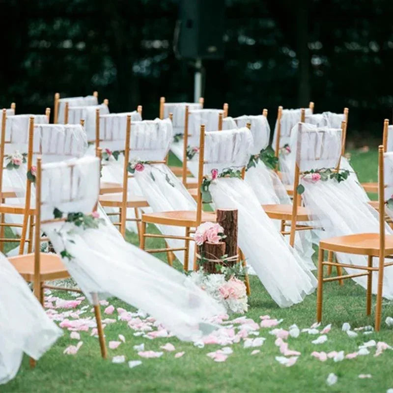 5/10M Sheer Crystal Wedding Tulle Roll Organza Fabric For Wedding Birthday Party Backdrop Decor DIY Wedding Organza Chair Sashes - NTKSTORE