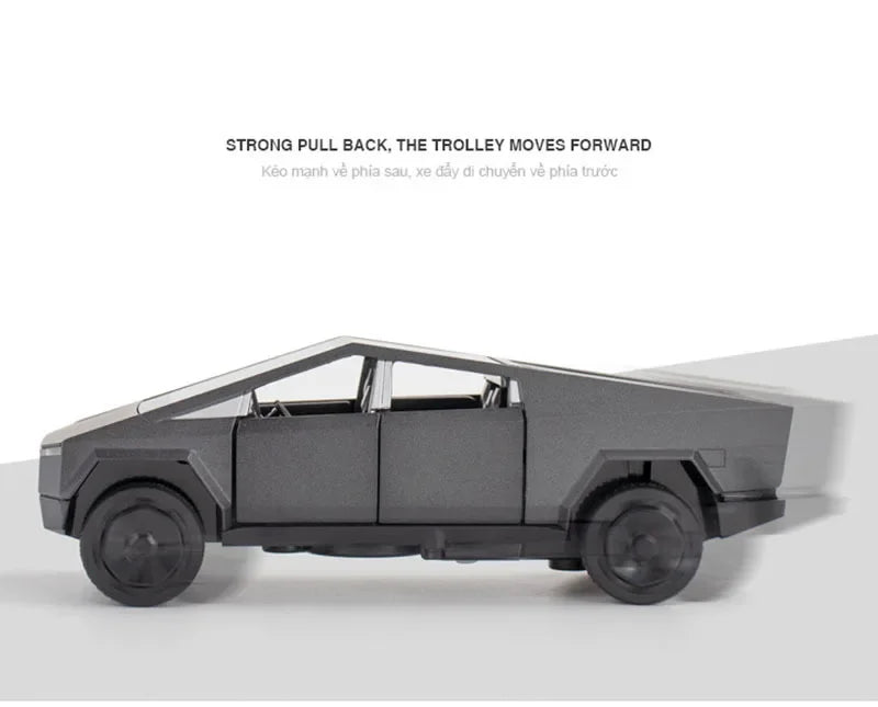 1:32 Tesla Cybertruck Pickup Alloy Car Model Diecast Toy Vehicle Sound And Light Simitation For Children Christmas Gift Boy Toys