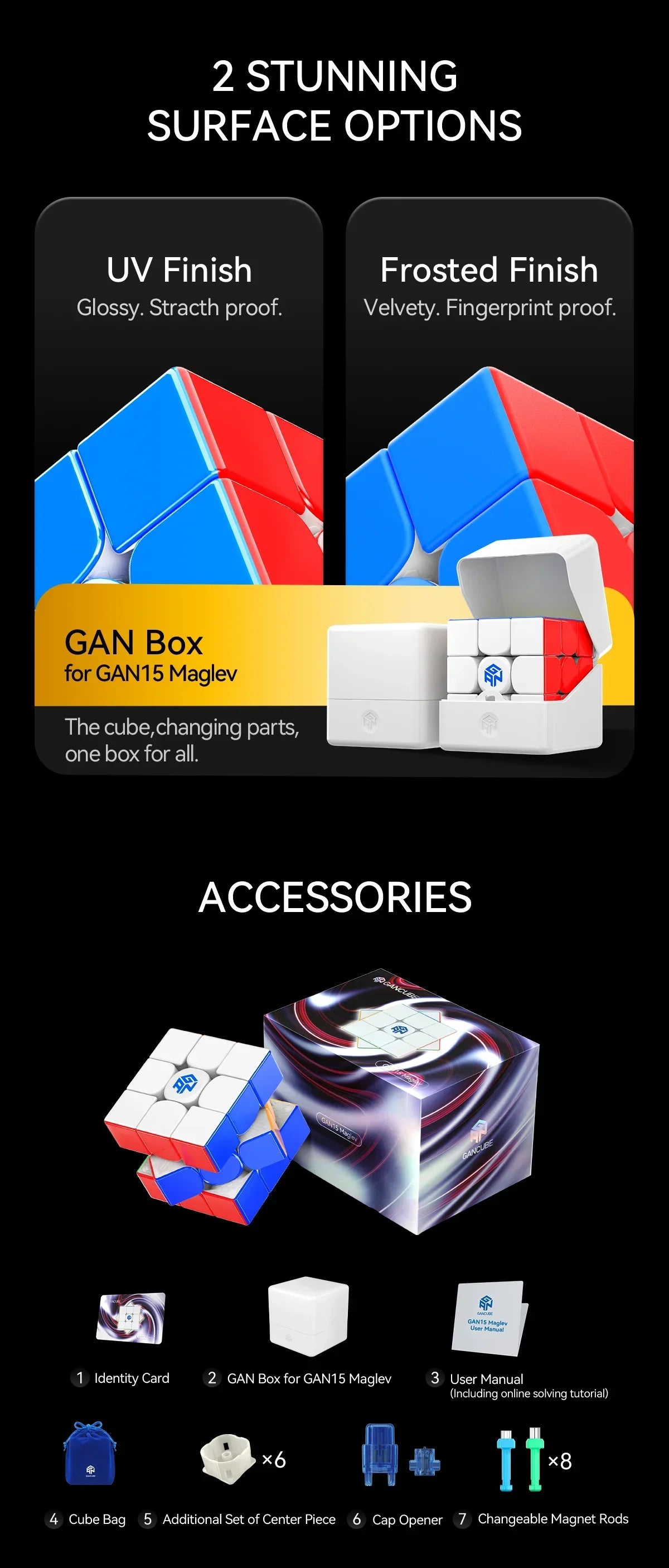 2024 New Gan 15 Maglev UV Magnetic Magic Speed Cube Stickerless Professional GAN 15M Cubo Magico Puzzle For Children Kids Gift - NTKSTORE