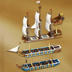 Caribbean MOC Reobrix 66011 The Royal Fleet The Sun Pirate Ship Sailboat Royal Sunshine Model 3162PC Building Blocks Brick Toys - NTKSTORE