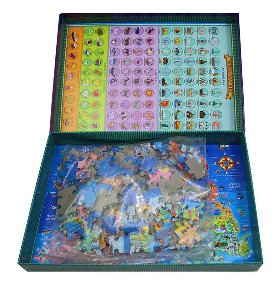 World Map Puzzle for Kids Gifts - 200 Piece - Learning Aid & Educational Games Toy for Kids Age 4 and Above - NTKSTORE