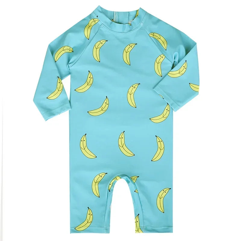 Baby Girls Swimsuit Long Sleeves One Piece Swimwear for Kids Toddler Cartoon UPF50+ Rash Guards Infant Bathing Suit Korea Sets