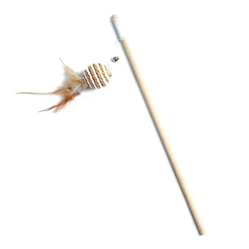 1PC Teaser Feather Toys Kitten Funny Colorful Rod Cat Wand Toys Wood Pet Cat Toys Interactive Stick Pet Cat Supplies wholesale - NTKSTORE