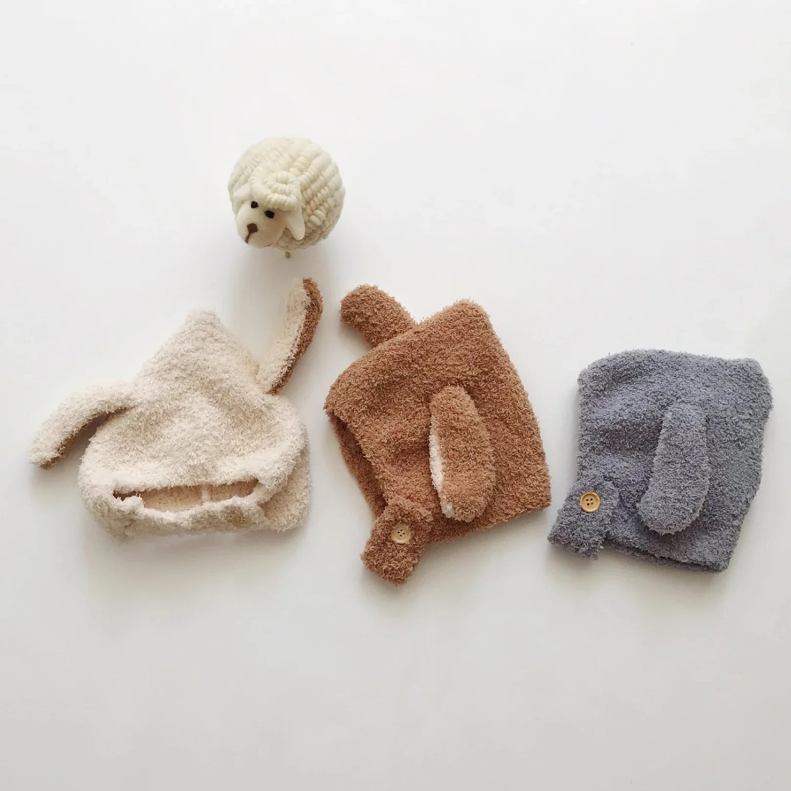 Cute Baby Winter Hat Fleece Warm Bonnets Rabbit Ear Hats for Kids Infant Babies Accessories Newborn Photography Props Boys Girls - NTKSTORE