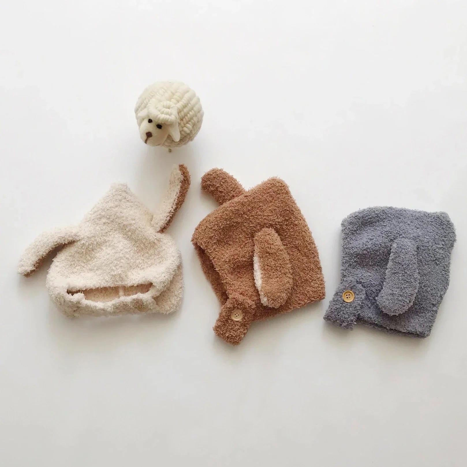 Cute Baby Winter Hat Fleece Warm Bonnets Rabbit Ear Hats for Kids Infant Babies Accessories Newborn Photography Props Boys Girls - NTKSTORE