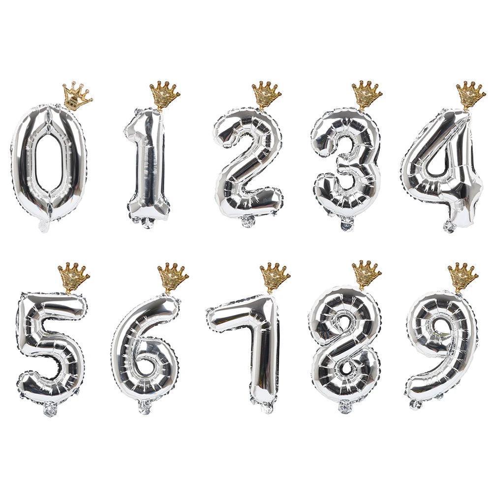 2pcs 32inch Rainbow Number Foil Balloons with Crown for Kids Boy Girl 1st Birthday Party Decorations Rose Gold Figures Globos - NTKSTORE