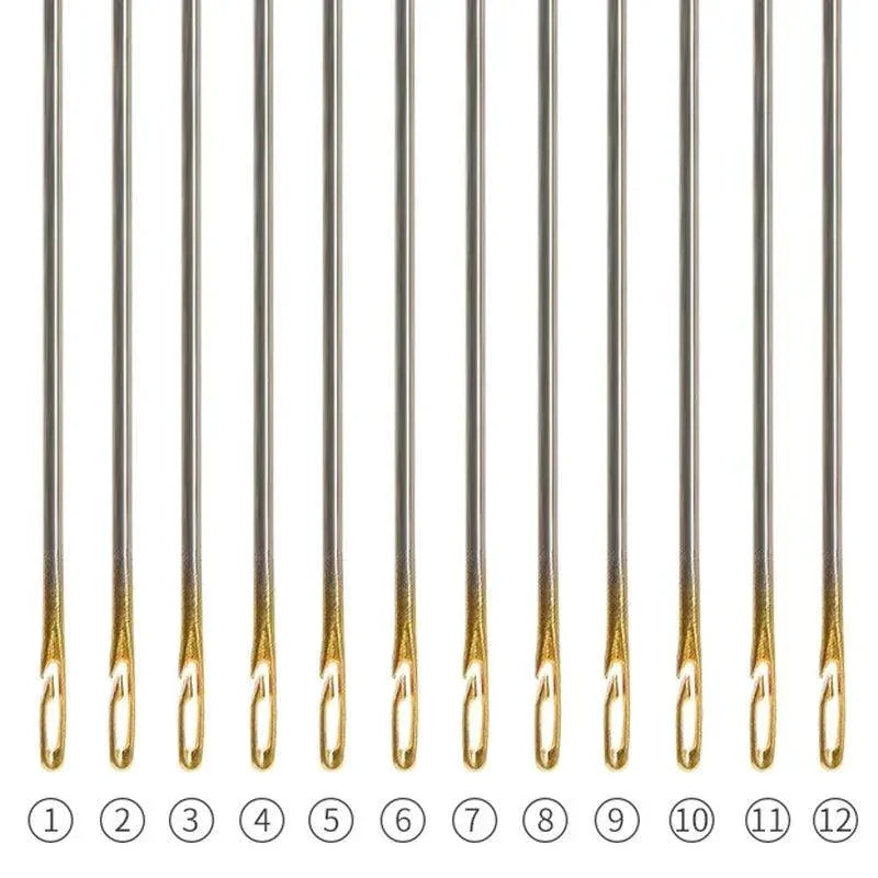 30pcs Blind Sewing Needle Elderly Stainless Steel Quick Automatic Self-Threading Needle Stitching Pins DIY Punch Needle Threader - NTKSTORE