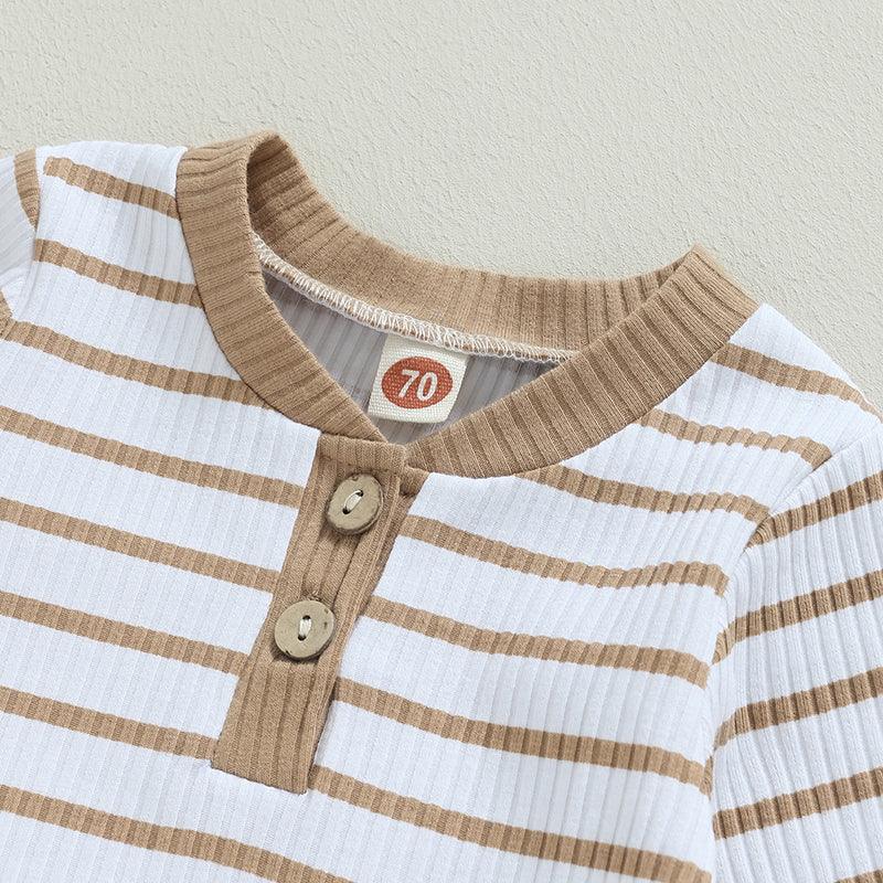 Casual Baby Boy 2Pcs Fall Outfits Long Sleeve Knitted Striped Print Romper Pants Set Infant Warm Clothes Baby's Sets