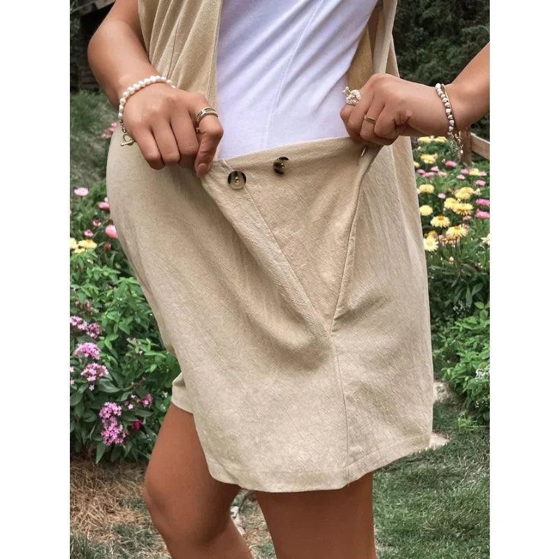 Maternity Jumpsuits Knee-length Plus Size Pregnant Woman Rompers Pregnancy Overalls Cotton Clothes Summer Fashion 2024 New - NTKSTORE