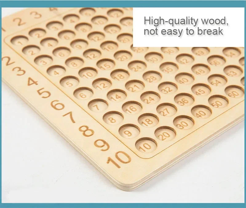99 Multiplication Board Game Wooden Montessori Learning Educational Toys With Flash Cards Counting Teaching Aids