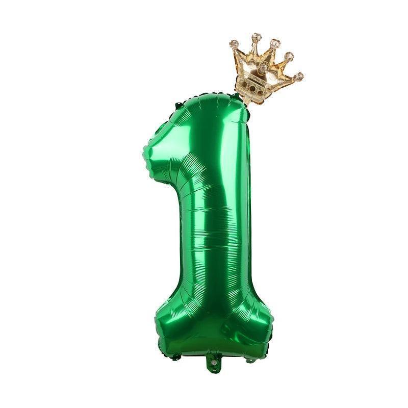 2pcs 32inch Rainbow Number Foil Balloons with Crown for Kids Boy Girl 1st Birthday Party Decorations Rose Gold Figures Globos - NTKSTORE