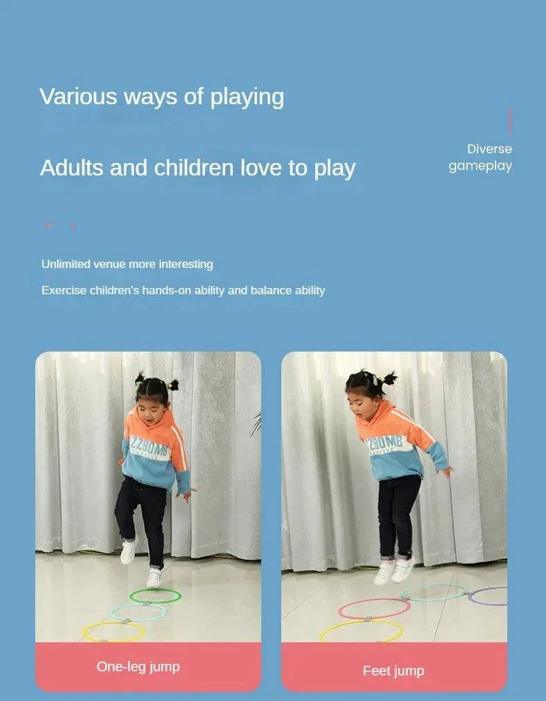 New Outdoor Kids Funny Physical Training Sport Toys Lattice Jump Ring Set Game 10 Hoops 10 Connectors for Park Play Boys Girls - NTKSTORE