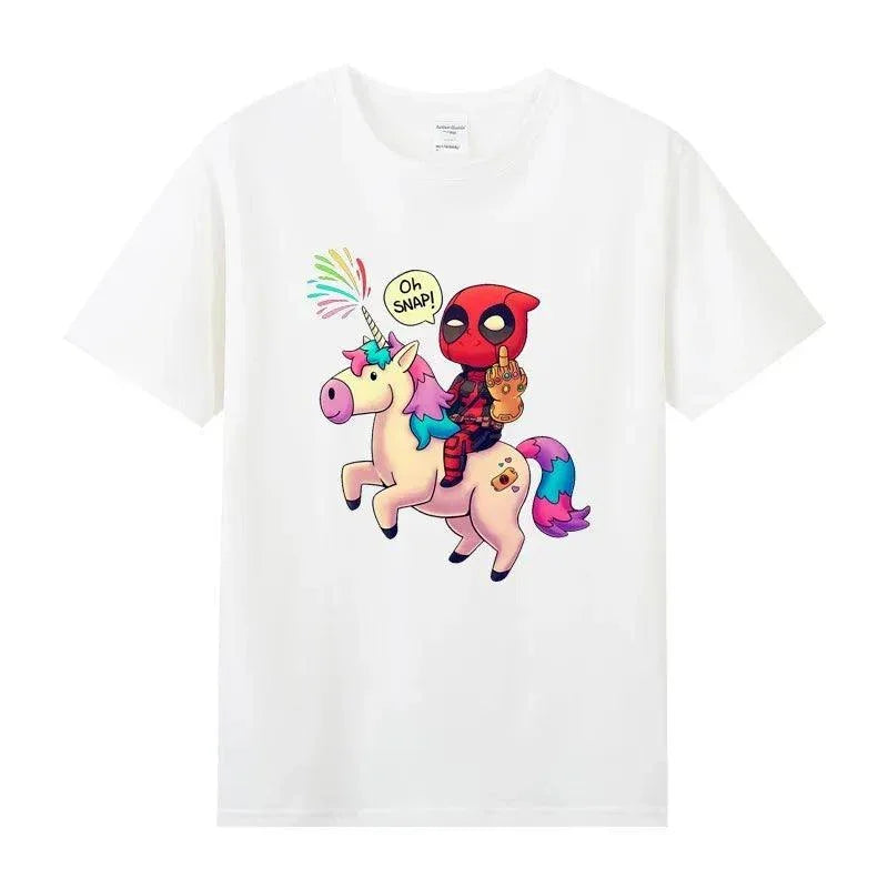 Cotton Crew Neck Short-sleeved Women T-shirt Half-sleeved Male Summer Marvel Hero Deadpool Deadpool Maternity Clothes - NTKSTORE
