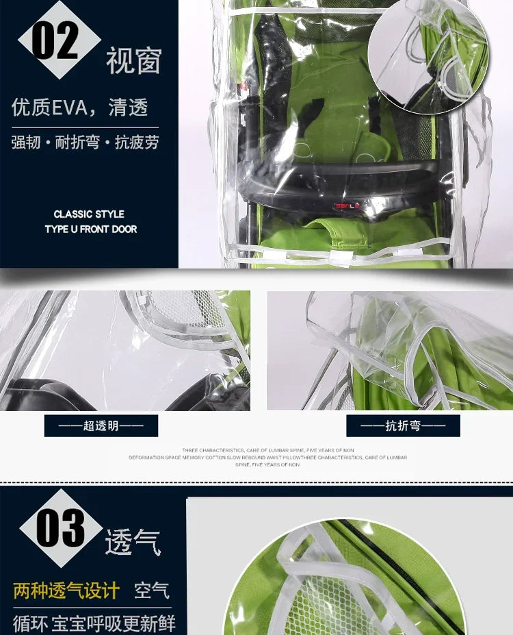 Baby Stroller Rain Cover Rain Cover Raincoat Windshield Cover Perambulator Winter Canopy - NTKSTORE