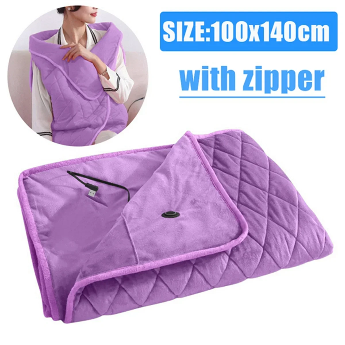 Blanket Powered By Power Bank Winter Bed Warmer USB Heated Blankets Body Thicker Heater Bed Warmer Machine Light Grey-B