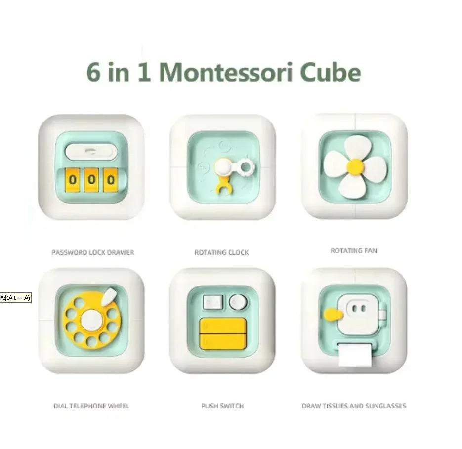 6 in 1 Montessori Educational Toys Sensory Busy Board Baby Practice Skills Drawer Cube Fidget Educational Toys for Girl Boy - NTKSTORE