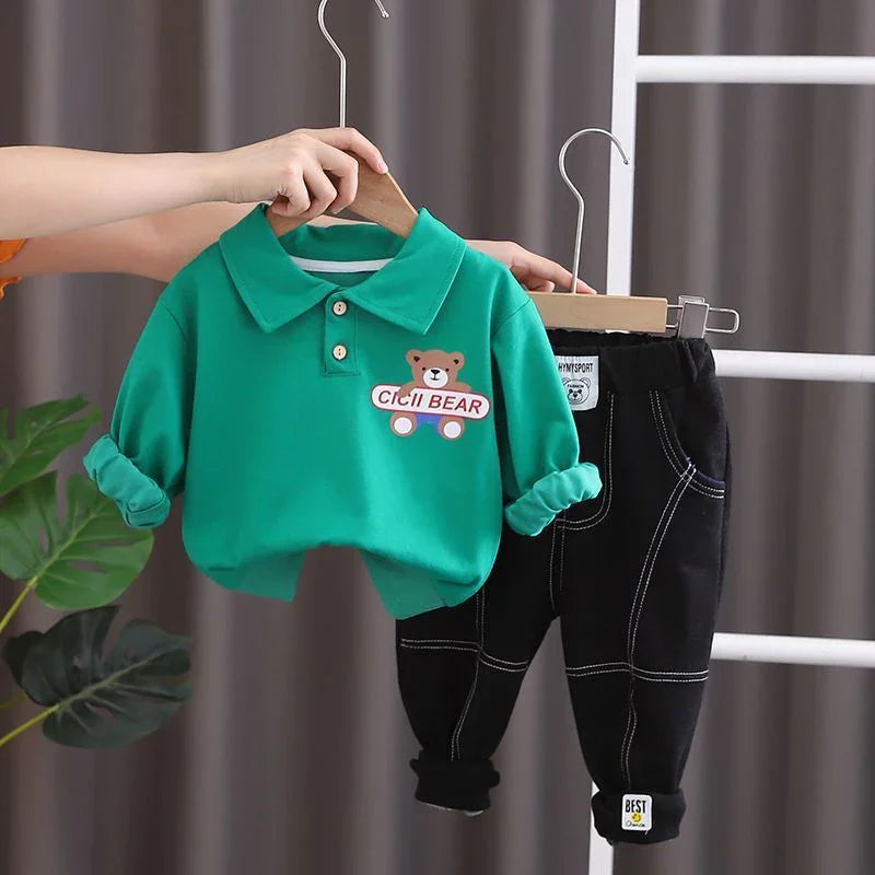 Children's Fashion Spring Long-sleeved Sweater Two-piece Set